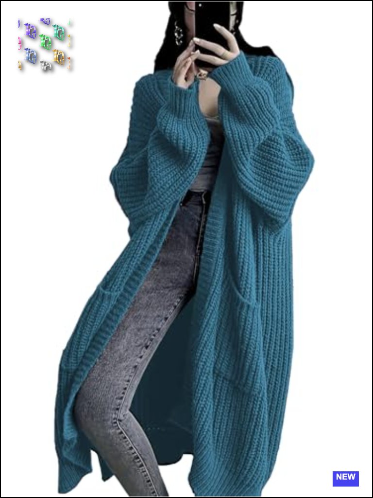 Open Front Oversized Long Cardigan Sweater Duster With Pockets Chunky Cable Knit